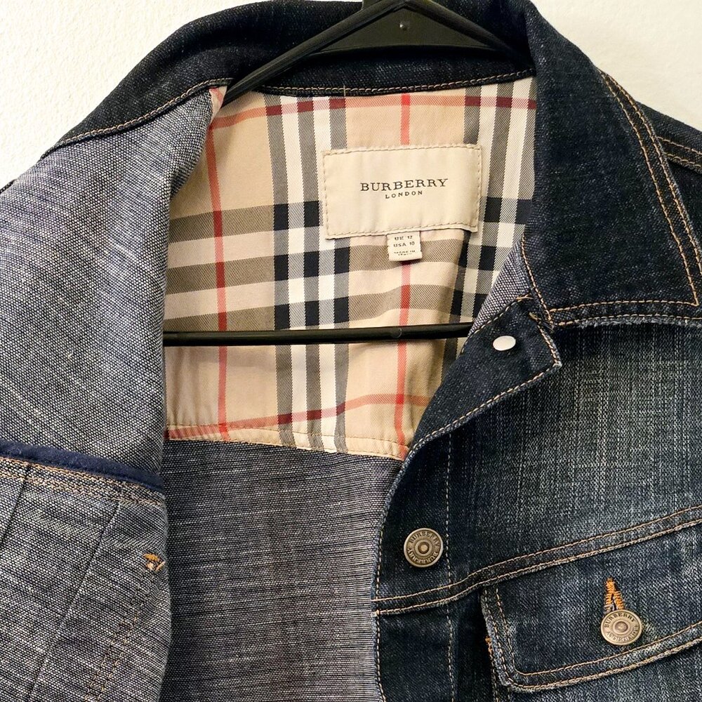 Stunning Burberry Jeans Jacket Women Denim Coat Blazer Nova Check 10 12 Brit M